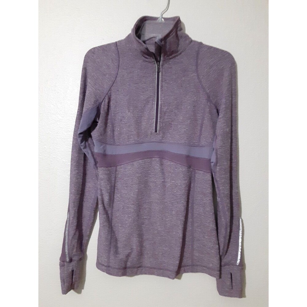 Lululemon size 8 Pull-Over Top Long Sleeve Cold 1/4 zip Hands Warm Heart Purple